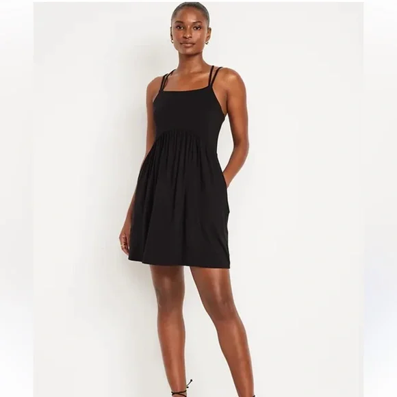 fit and flare strappy dress lace fit & flare ruffle strap dress White / Small main image 1